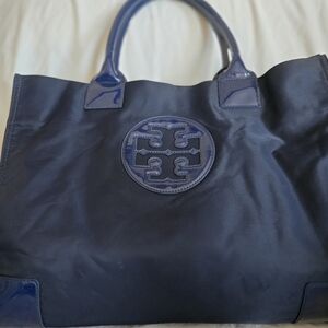 Chic Navy Tote with Logo Accent